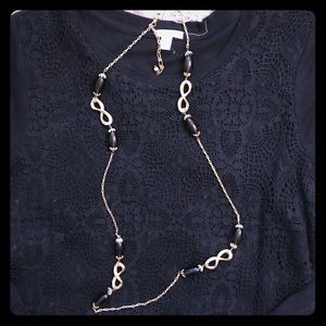 [Ann Taylor] Gold Chain Necklace with Black Beads
